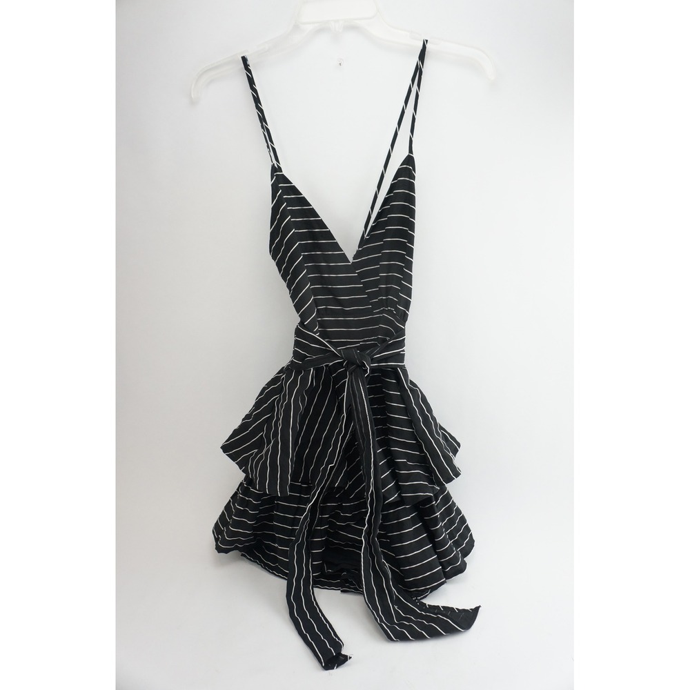 Dainty Hooligan Striped Ruffle Mini Dress Womens Size M Black White Excellent